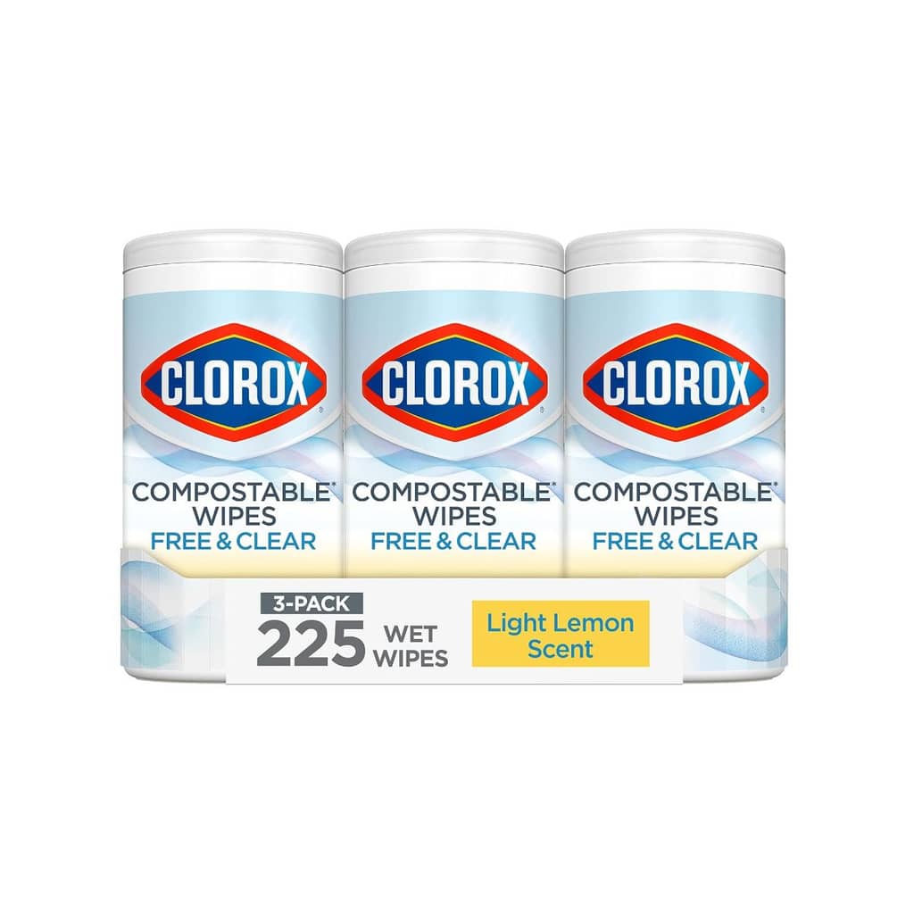 Clorox Free & Clear Cleaning Wipes, Light Lemon Scent, 75 Count, Pack of 3 (Pack May Vary)